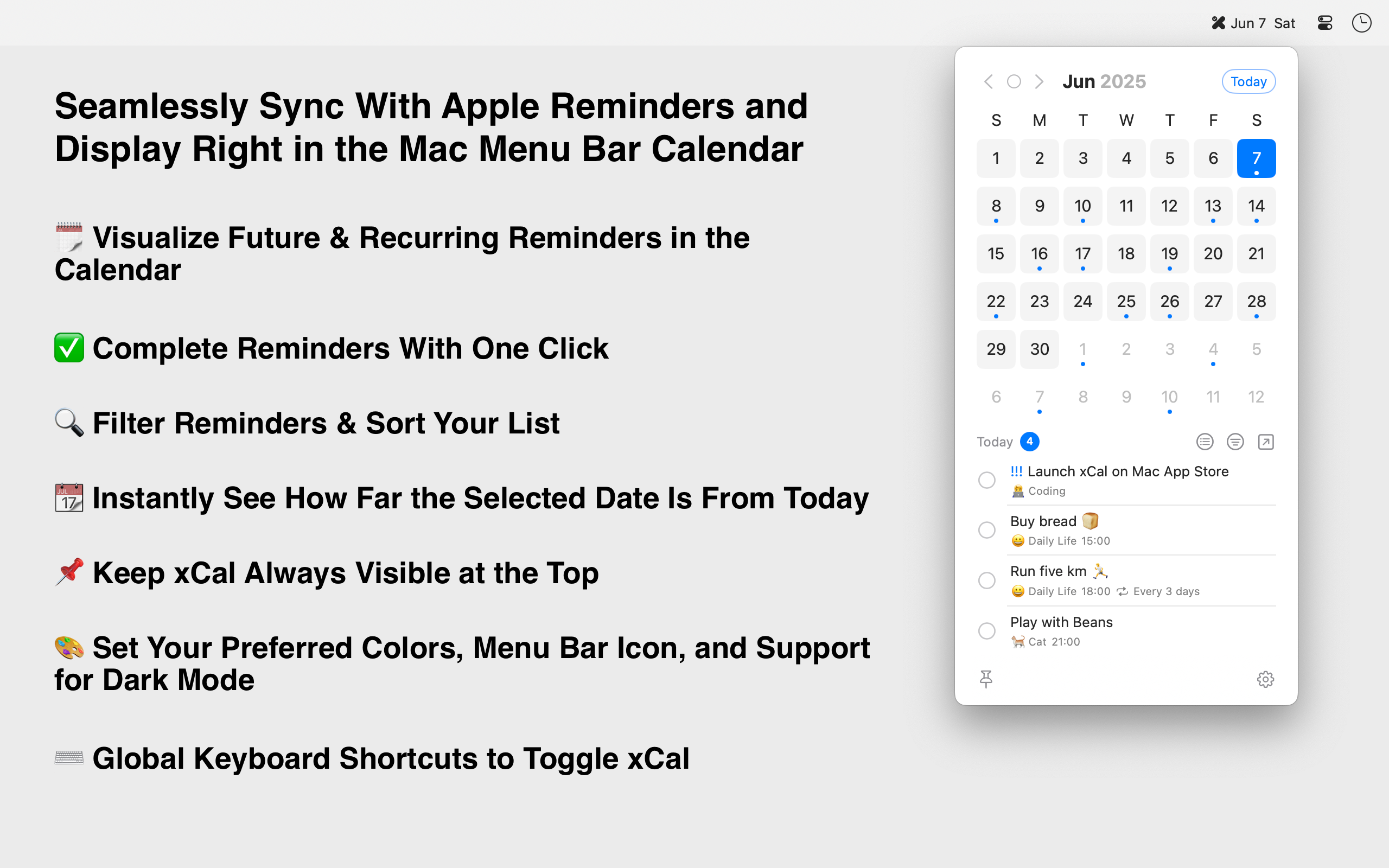 xCal feature interface